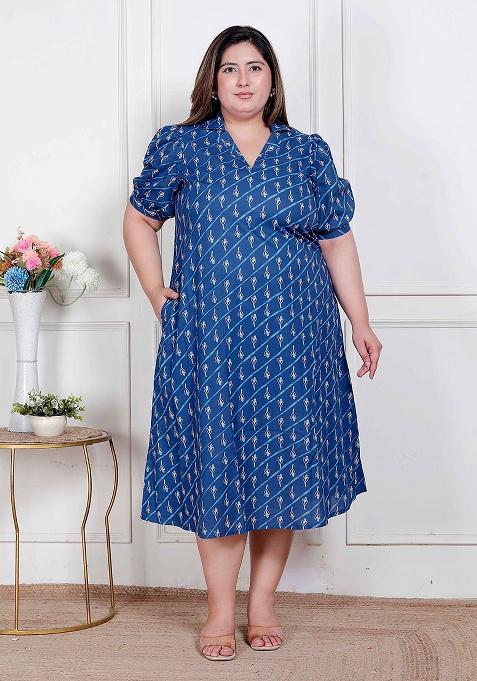 Blue Floral Cotton Dress