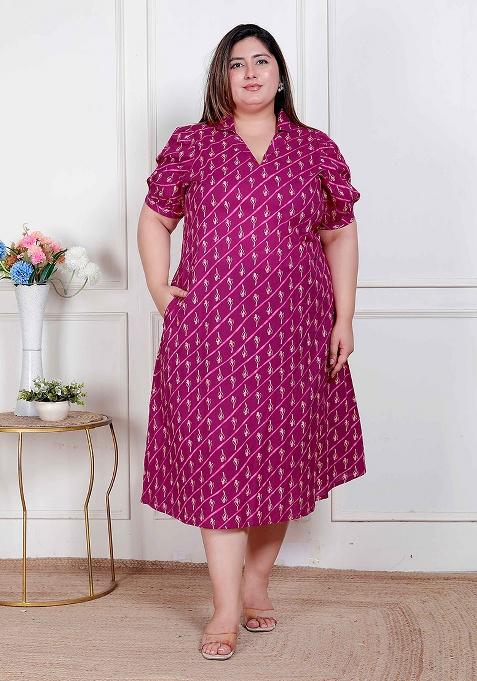 Magenta Floral Cotton Dress