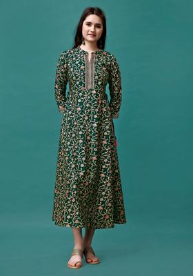 Multicolor Embroidery Rayon Ethnic Dress