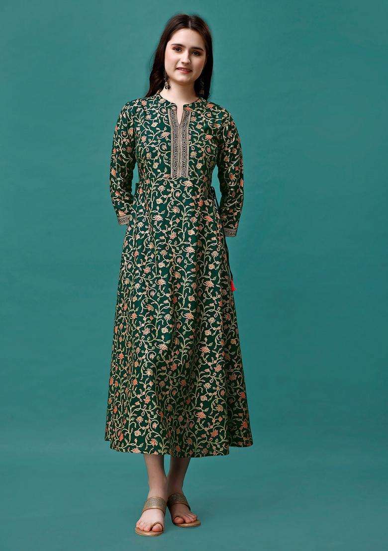 Multicolor Printed Rayon Kurta - Indya