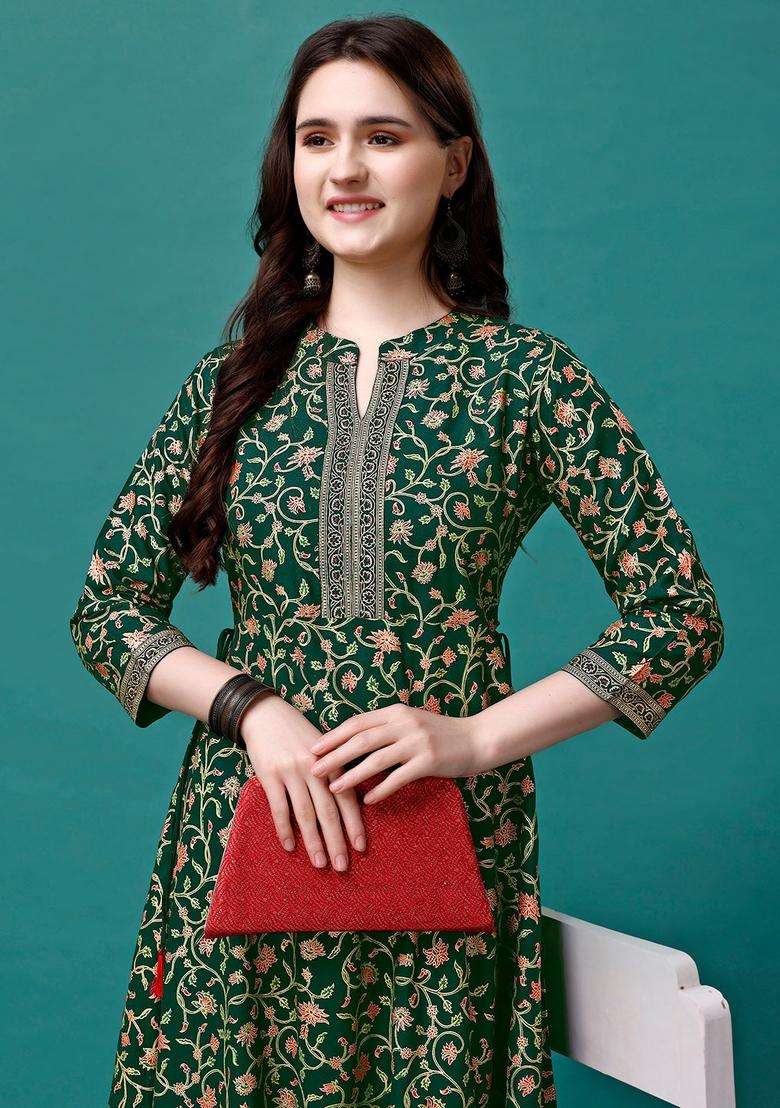 Multicolor Printed Rayon Kurta - Indya