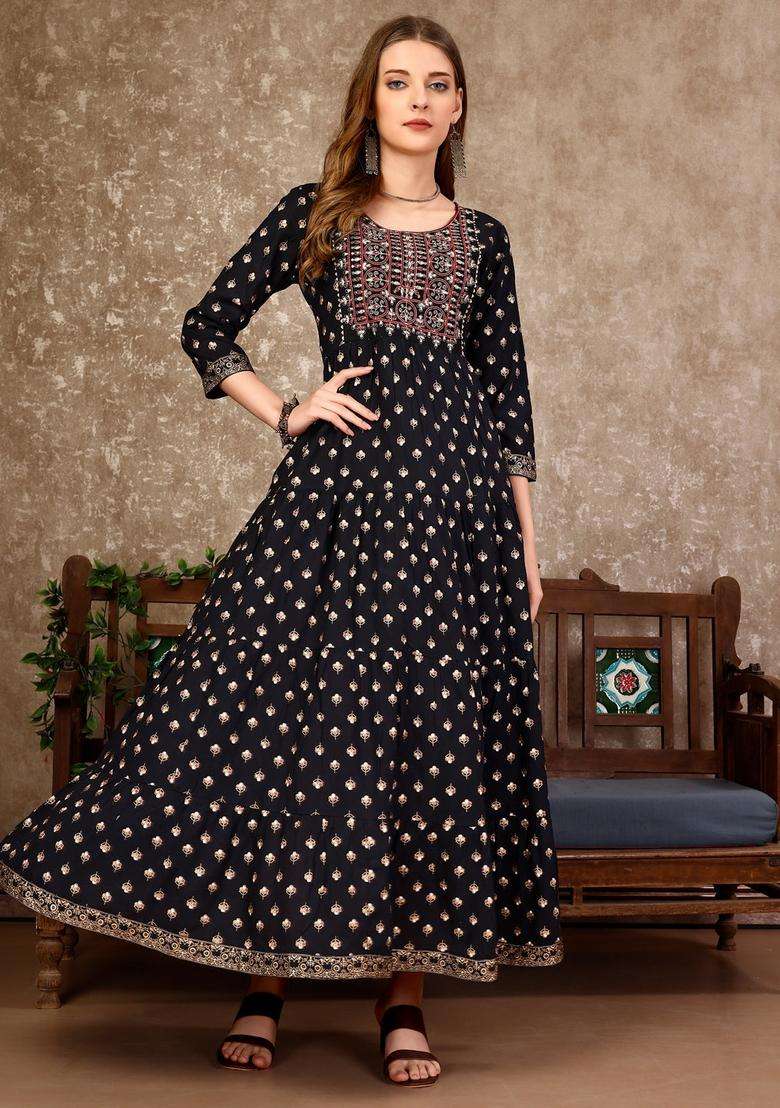 Multicolor Printed Rayon Kurta - Indya