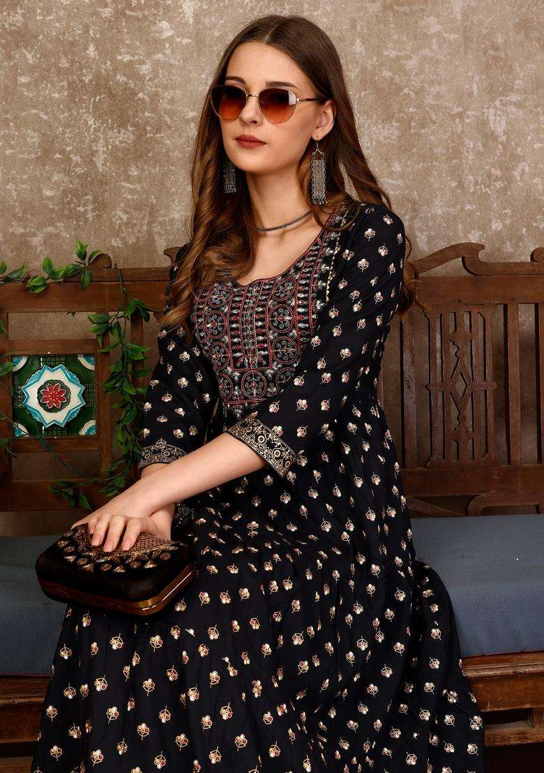 Multicolor Printed Rayon Kurta - Indya