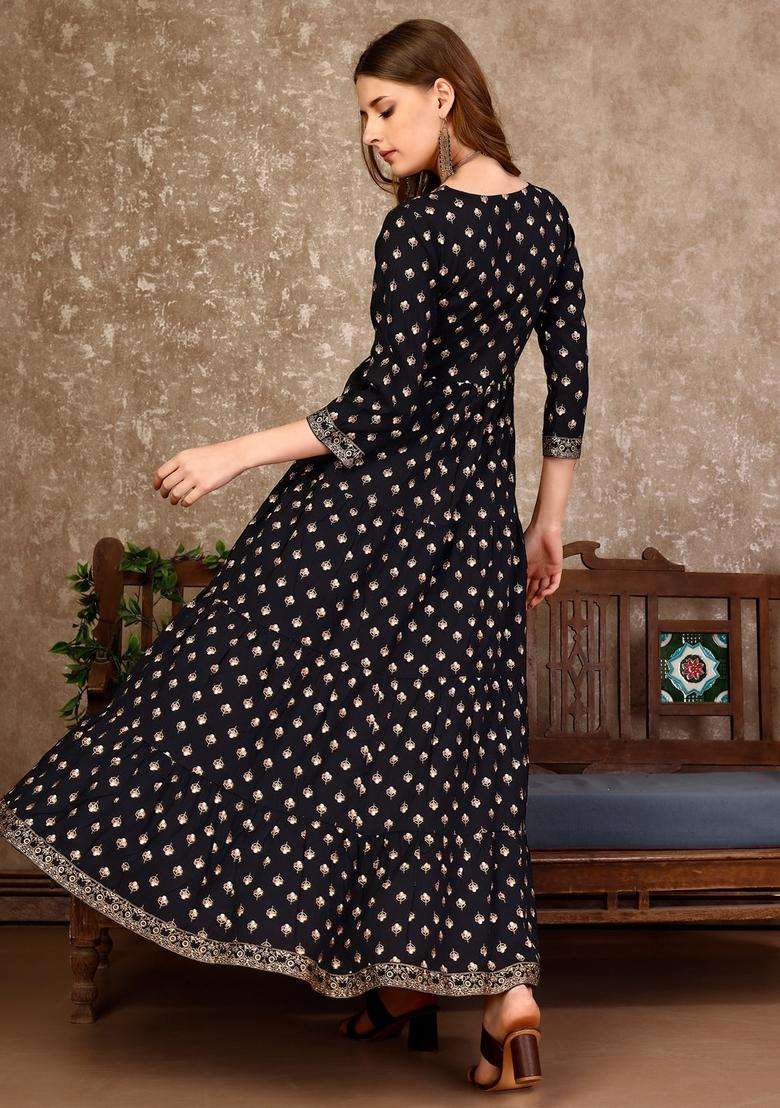 Multicolor Printed Rayon Kurta - Indya