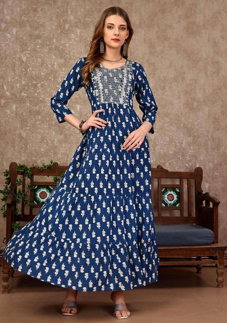 Multicolor Printed Rayon Kurta - Indya