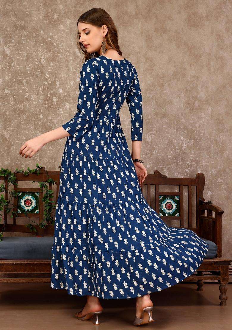 Multicolor Printed Rayon Kurta - Indya