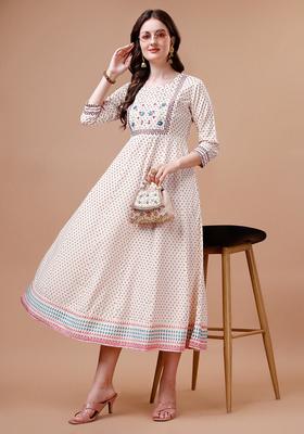 Multicolor Embroidery Rayon Ethnic Dress