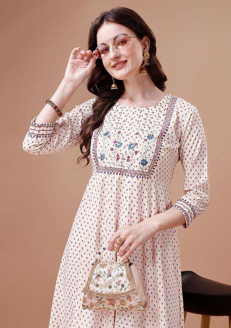 Multicolor Printed Rayon Kurta - Indya