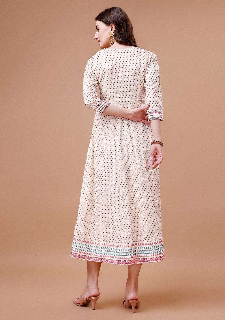 Multicolor Printed Rayon Kurta - Indya
