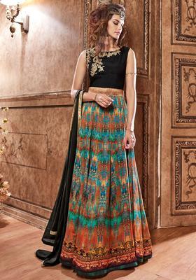 Multicolor Digital Print Silk Kurta Set