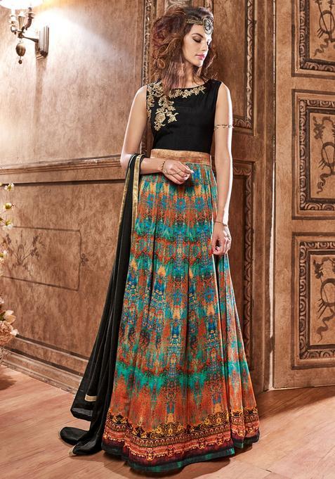 Multicolor Digital Print Silk Kurta Set