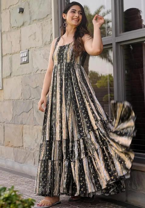 Black Digital Print Rayon Kurta