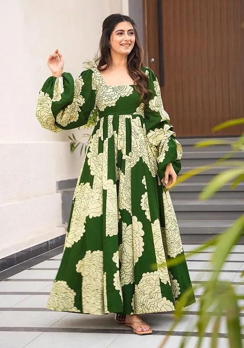 Green Digital Print Rayon Kurta