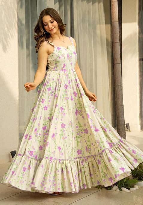 Off White Digital Print Rayon Kurta