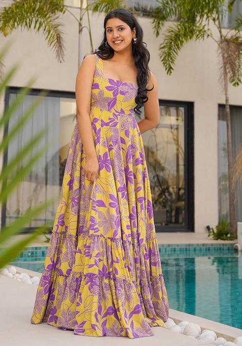 Yellow Digital Print Rayon Kurta