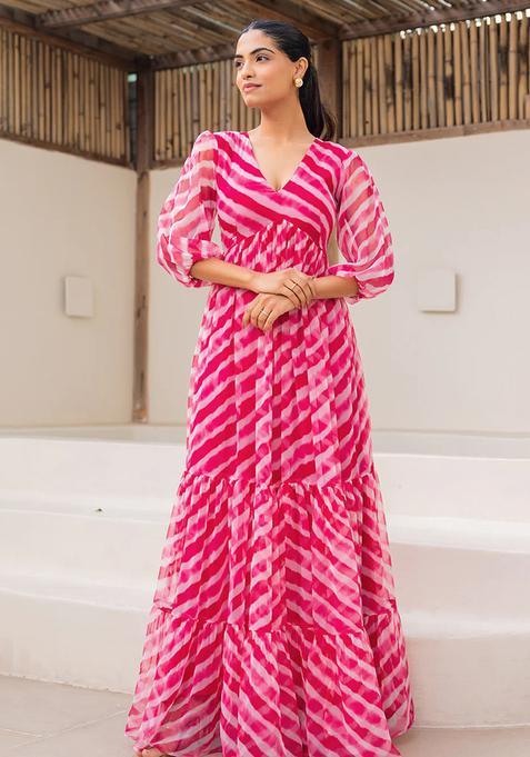 Pink Digital Print Georgette Kurta