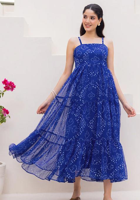 Blue Digital Print Georgette Kurta