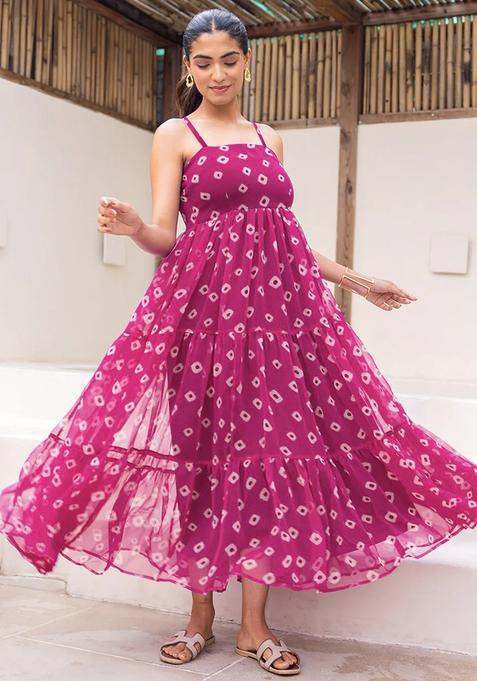 Magenta Digital Print Georgette Kurta