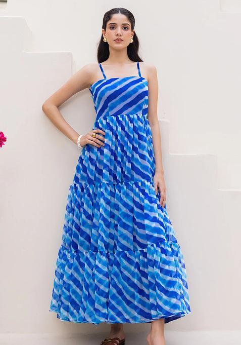 Blue Digital Print Georgette Kurta