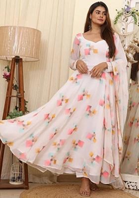 Multicolor Printed Georgette Ethnic Gown