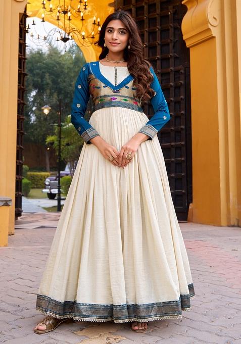 Off-White Weaving Work Silk Gown