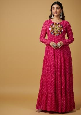 Pink Motif Georgette Gown