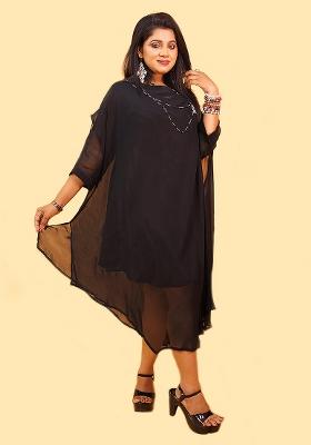 Black Embroidered Georgette Dress