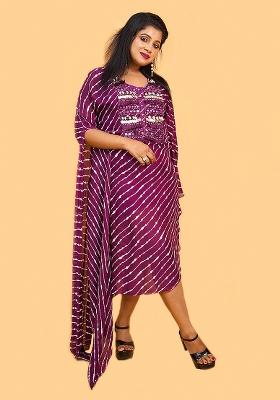 Magenta Embellished Chiffon Dress