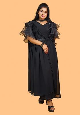 Black Embellished Georgette Dress