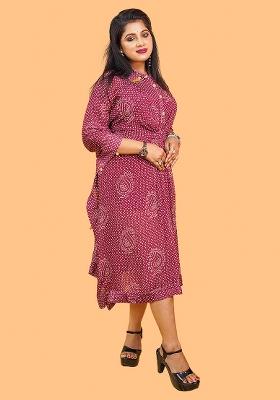 Magenta Printed Chiffon Dress