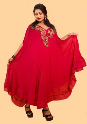 Pink Embroidered Georgette Dress