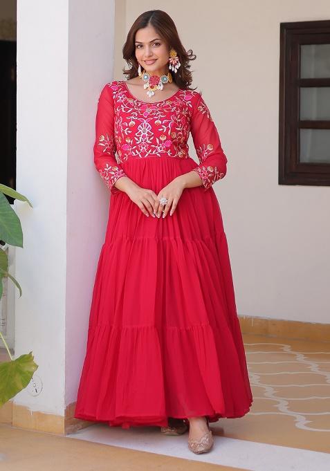 Rani Pink Sequence Georgette Gown