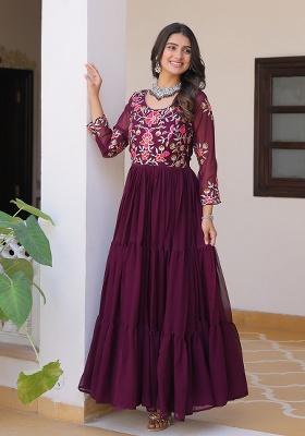 Wine Sequence Georgette Gown