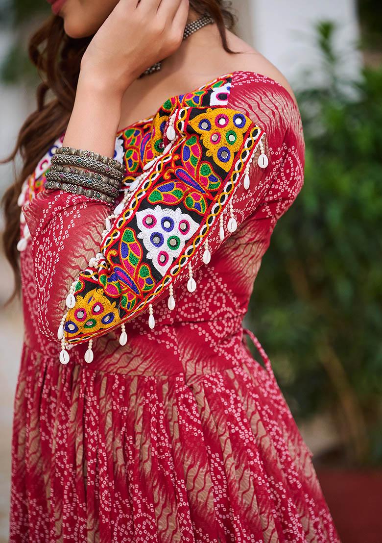 Multicolor Gamthi Work Georgette Gown - Indya