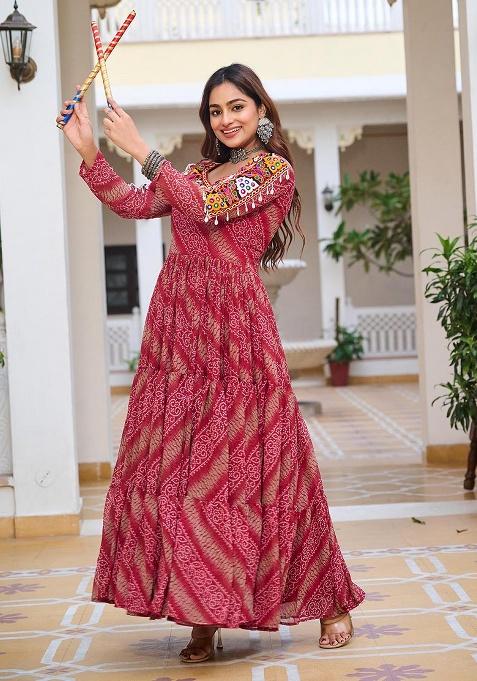 Multicolor Gamthi Work Georgette Gown