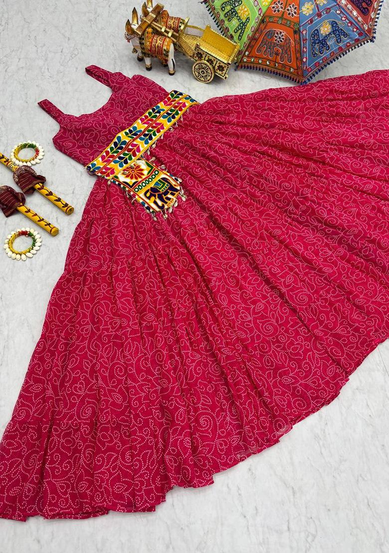 Pink Gamthi Work Georgette Gown - Indya