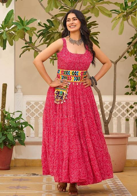 Pink Gamthi Work Georgette Gown