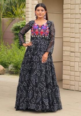 Black Embroidery Georgette Gown