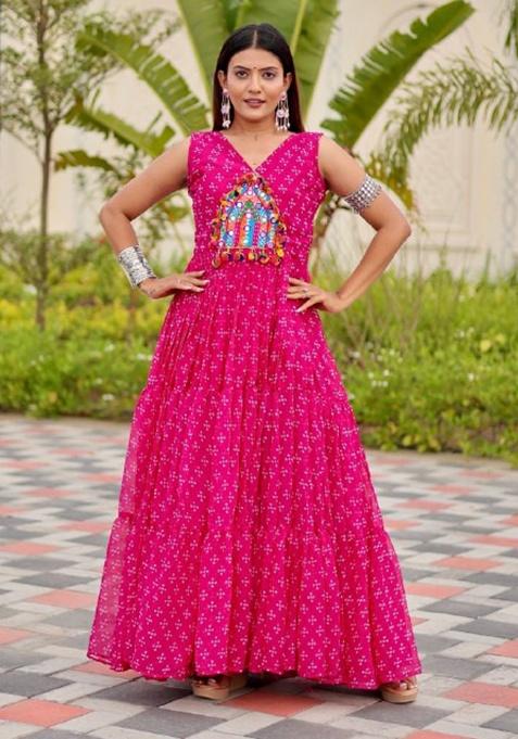 Pink Embroidery Georgette Gown