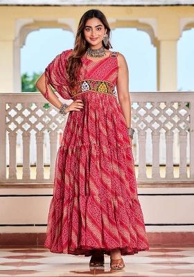 Pink Gamthi Work Georgette Gown