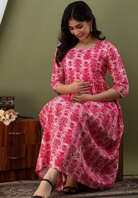 Pink Printed Cotton Dress