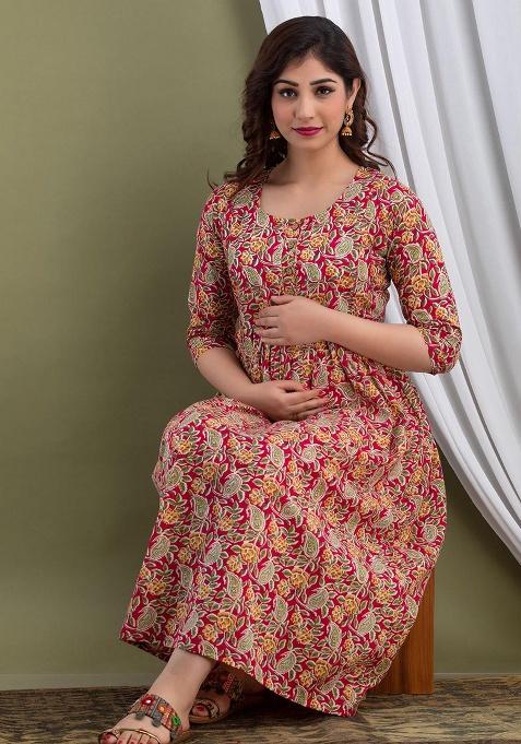 Red Printed Cotton Dress