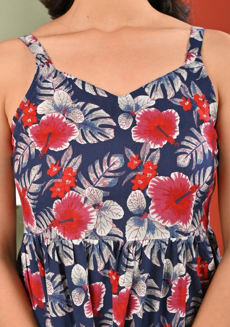 Multi Printed Cotton Dress - Indya