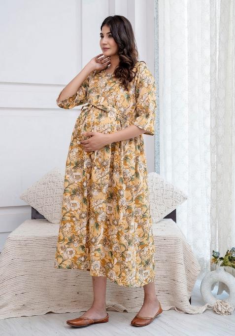 Cream Printed Cotton Dress