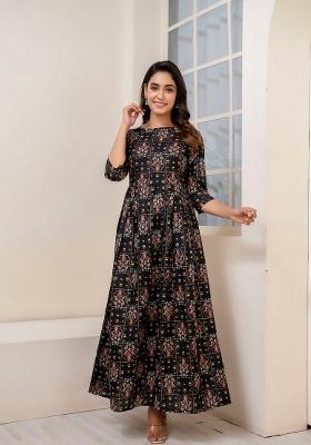 Black Printed Cotton Dress