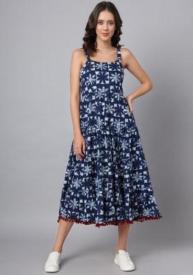 Blue Printed Cotton Dress