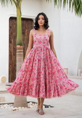 Pink Floral Cotton Dress
