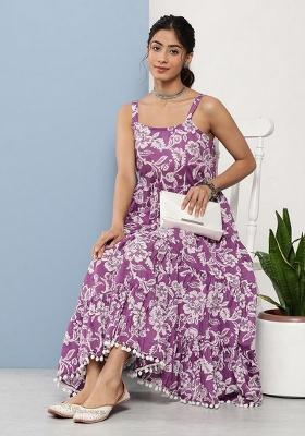 Purple Floral Cotton Dress