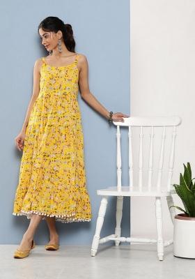 Yellow Floral Cotton Dress