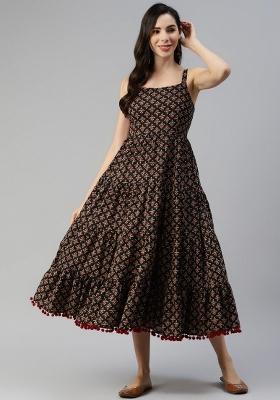 Black Floral Cotton Dress